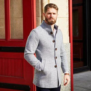 State and Liberty Grey Open Button Overcoat
